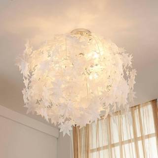 Lindby loftlampe Maple, Ø 70 cm, krom, hvid, tekstil