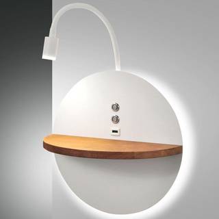 LED-læselampe Dual, baggrundsbelysning, træ, hylde, dæmpbar