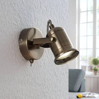 Lindby væglampe Anze, 10 m, antik messing, afbryder