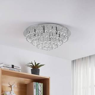 Lindby loftlampe Antonino, 8 lyskilder, krom, krystal, 55 cm
