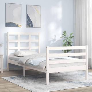 sengeramme med sengegavl 90x200 cm massivt træ hvid