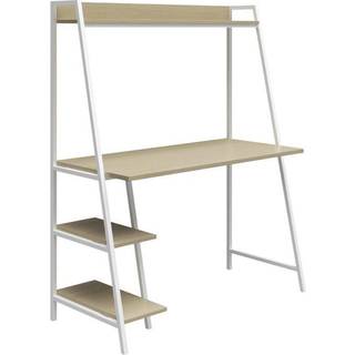 Skrivebord med stiger i lyst eg look og stel i Metal White
