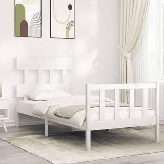 sengeramme uden madras 90x200 cm massivt fyrretræ hvid