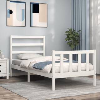 sengeramme uden madras 90x200 cm massivt fyrretræ hvid