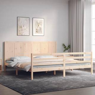sengeramme med sengegavl 200x200 cm massivt træ