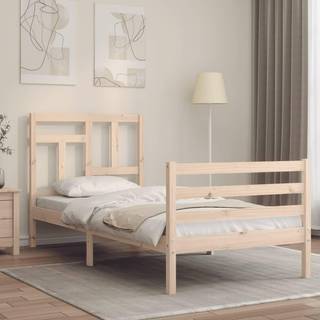 sengeramme med sengegavl 90x200 cm massivt træ