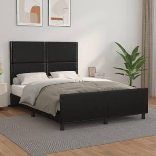 sengeramme med sengegavl 140x200 cm kunstlæder sort