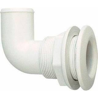 Skroggennemføring til slange Nuova Rade, plast, vinklet 90°, kuplet, 1 1/2" G (BSP) til 38 mm (1 1/2") slange, hvid