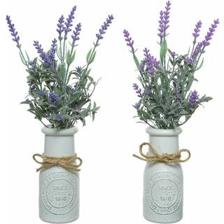 Lavendel i vase med sløjfe - Violet - H32 cm