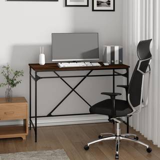 skrivebord 100x50x75 cm konstrueret træ og jern brunt eg