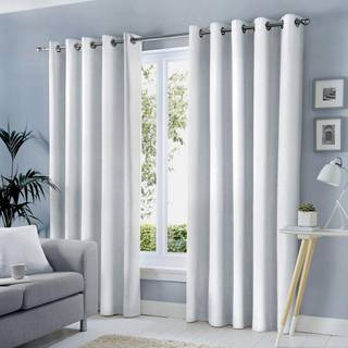 Fusion Fusion White Sorbonne Pair of Eyelet Room Darkening Curtains