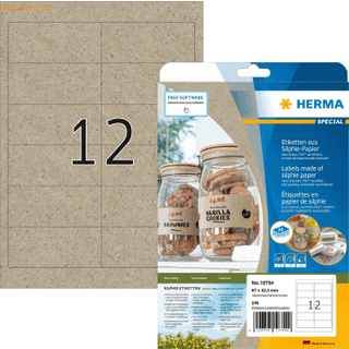 Herma etiket Silphie 97x42,3mm i kraftpapir, 12 etiketter pr ark, 20 ark, genbrugspapir