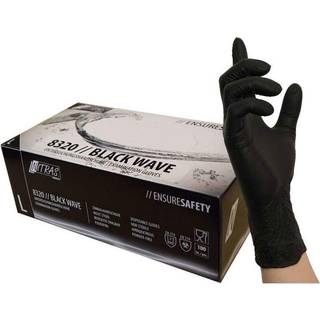 Black Wave undersøgelseshandsker, fødevare godkendte sorte nitril engangshandsker, EN 455 EN 374 ikke-sterile, AQL 1,5 længde 240mm