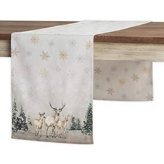 Maison D Hermine 100 Cotton Table Runner hjorte i skoven bordplade D?k STOR til familiemiddage K?kken Spisepartier Bryllupsbrug ThanksgivingChris