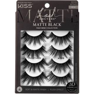 Kiss Lash Couture 3D Matte falske øjenvipper 'Matte Cheviot' 18mm-20mm Inkluderer 4 par vipper Kontaktlinse Venlig til at anvende genanvendelige