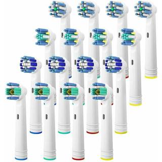 Udskiftning B?rstehoveder til oral B 16 PCS Tandb?rste Udskiftningshoveder kompatible med Oral B Pro1000 Pro3000 Pro5000 Pro7000 Inkluderer 4 Flo