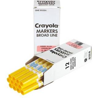 Crayola Vaskbare Markerpenner med Bred Spids - Gul (12 stk) Til Klasseværelser og Lærere, Vaskbare fra Hud og Tøj