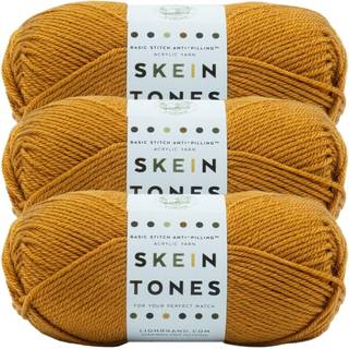 Lion Brand Yarn Basic Stitch (Skein Tones) Anti-Pilling Knitting Garn Garn til hækling af 3-pakke honning