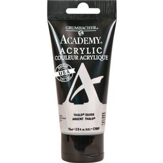 Grumbacher Academy Acrylic Paint Gloss 75 ml/2,5 oz. Plastic Tube Thalo Silver (c195p)