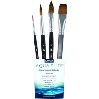 Princeton Artist Brush Co. Aqua Elite Professionel akvarelmalingb?rster 4850 -serie - 4 stk Syntetisk Kolinsky Sable akvarelb?rste s?t - akvarel