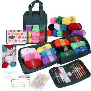 J Mark Acrylic Crochet Kit til begyndere - Premium Crochet Starter Kit til voksne bundt