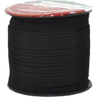 Mandala Crafts 100 meter 2,65 mm sort faux ruskind - flad vegansk l?derledning til smykker, der fremstiller perler - l?der streng ledning l?der b