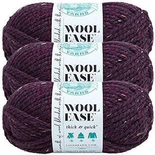 Lion Brand Yarn Wool-ease tyk og hurtig garn blød og voluminøs garn til strikning af hækling og håndværk 3 pakning rosin