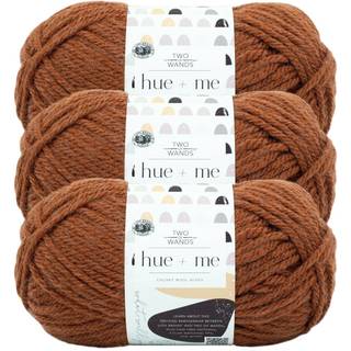 Lion Brand Hue Me Yarn til strikning af hækling og håndværk voluminøs og tyk blød akryl og uldgarn safran (3-pack)
