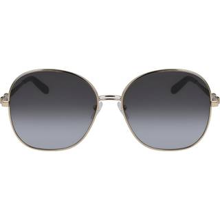 Ferragamo Kvinde SF242S 738 Solbriller Metal Grå Rund Normal Skygge