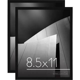 AmericanFlat 8.5x11 Billedramme med knust -resistent glas - S?t med 2 - Streamline Collection - Tynd fotoramme til v?g og bordplade - h?ngende ha