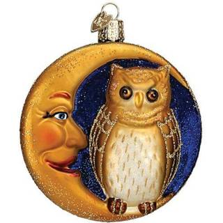 Old World Christmas Ugle i Moon Glass Blown Ornament - Halloween-trædekoration, 3 tommer (26064)
