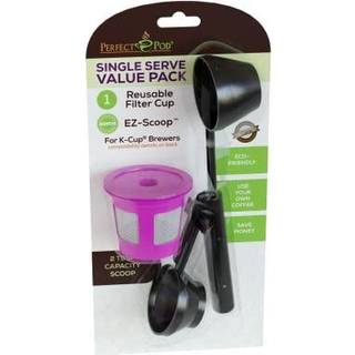 Enkelt serveringsværdipakke Genanvendelig filterkop/EZ Scoop Perfect Pod Single Serve Pack Reusable Coffee Filter Cup & Ez-Scoop til K-Cup Brewer