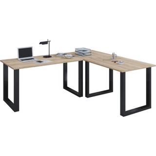 Lona hjørneskrivebord 160x160x50 cm U-stel Sonoma eg dekor, sort.