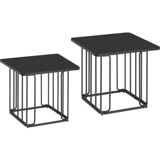 Vasagle Let330b16 sidebord, sofabord, sæt med 2, stuebord, sofabord, stålramme, bordplade som bakke, til små rum, sort