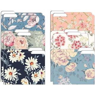 Dekorative filmapper 12 Pack 6 Designs tungv?gt bogstavst?rrelse (9,5 """" x 11,5 """") med 1/3 sk?ret fane traditionelle blomsterdesign med mat fini