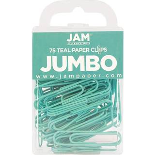 Jampapirfarvede jumbo -papirklip - Teal Paperclips - 75/pakke