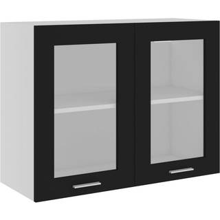 væghængt glasskab 80x31x60 cm konstrueret træ sort