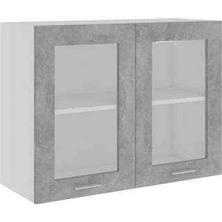 væghængt glasskab 80x31x60 cm konstrueret træ betongrå