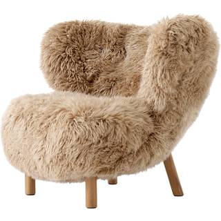 &Tradition - Little Petra VB1, Sheepskin Honey, 50 mm/White Oiled Oak - Lænestole - Viggo Boesen - Beige - MDF/Træ/Syntetisk/Skum