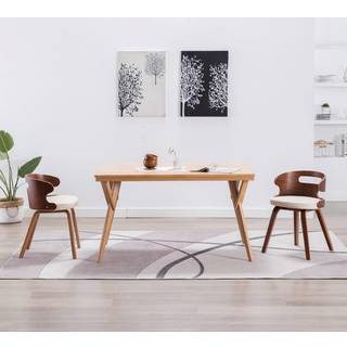 spisebordsstole 2 stk. bøjet træ og kunstlæder cremefarvet