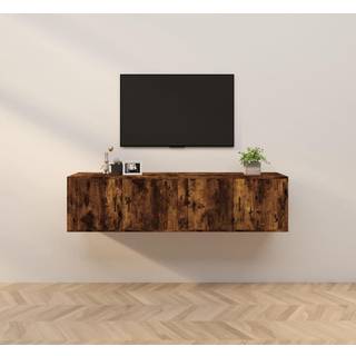 væghængte tv-skabe 2 stk. 80x34,5x40 cm røget egetræsfarve