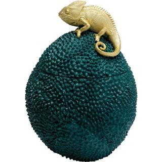 KARE dekorationsæske Chameleon, højde 34 cm, mørkegrøn, guld