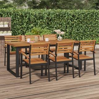 havebord med U-formede ben 200x90x75 cm massivt akacietræ