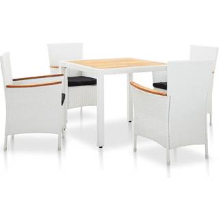 Udendørs Spisebordssæt 9 Dele Polyrattan Hvid - 4