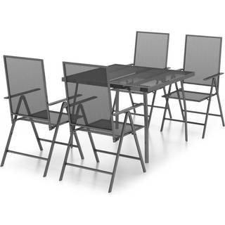 Spisebordssæt Til Haven 5 Dele Stål Antracitgrå - 4 / 100 cm bordlængde