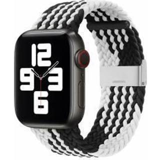 Justerbar flettet Apple Watch rem 44/45/46/49mm - Sort/Hvid