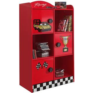 Bogreol til børn – Racerbil, rød MDF med soft-close