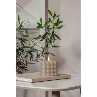 FLAMME DOT bloklys LED 9,5 cm - Beige