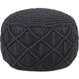 håndlavet macramépuf 45x30 cm bomuld antracitgrå