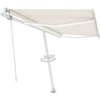 markise m. LED + vindsensor 450x350 cm automatisk cremefarvet